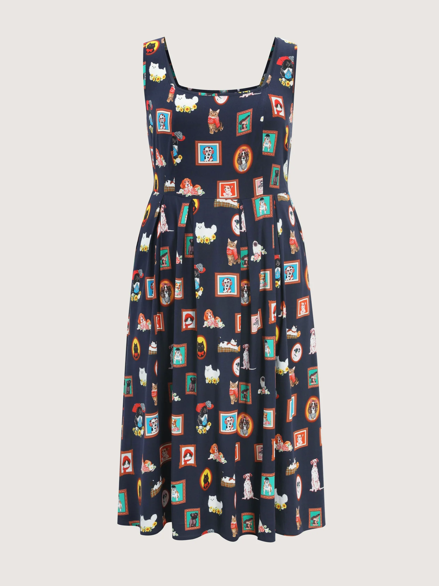 Pet Print Shirred Stretchy Back Midi Dress - Image 7