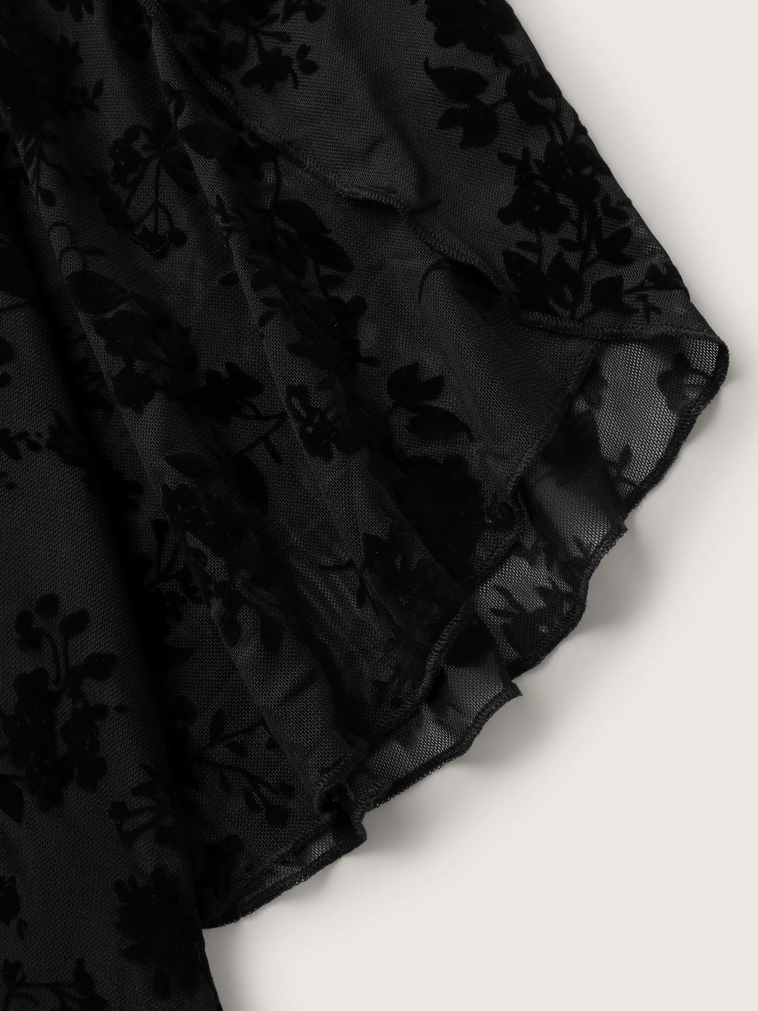 Petal Sleeve Curvy Hem Mesh Knit Top - Image 5