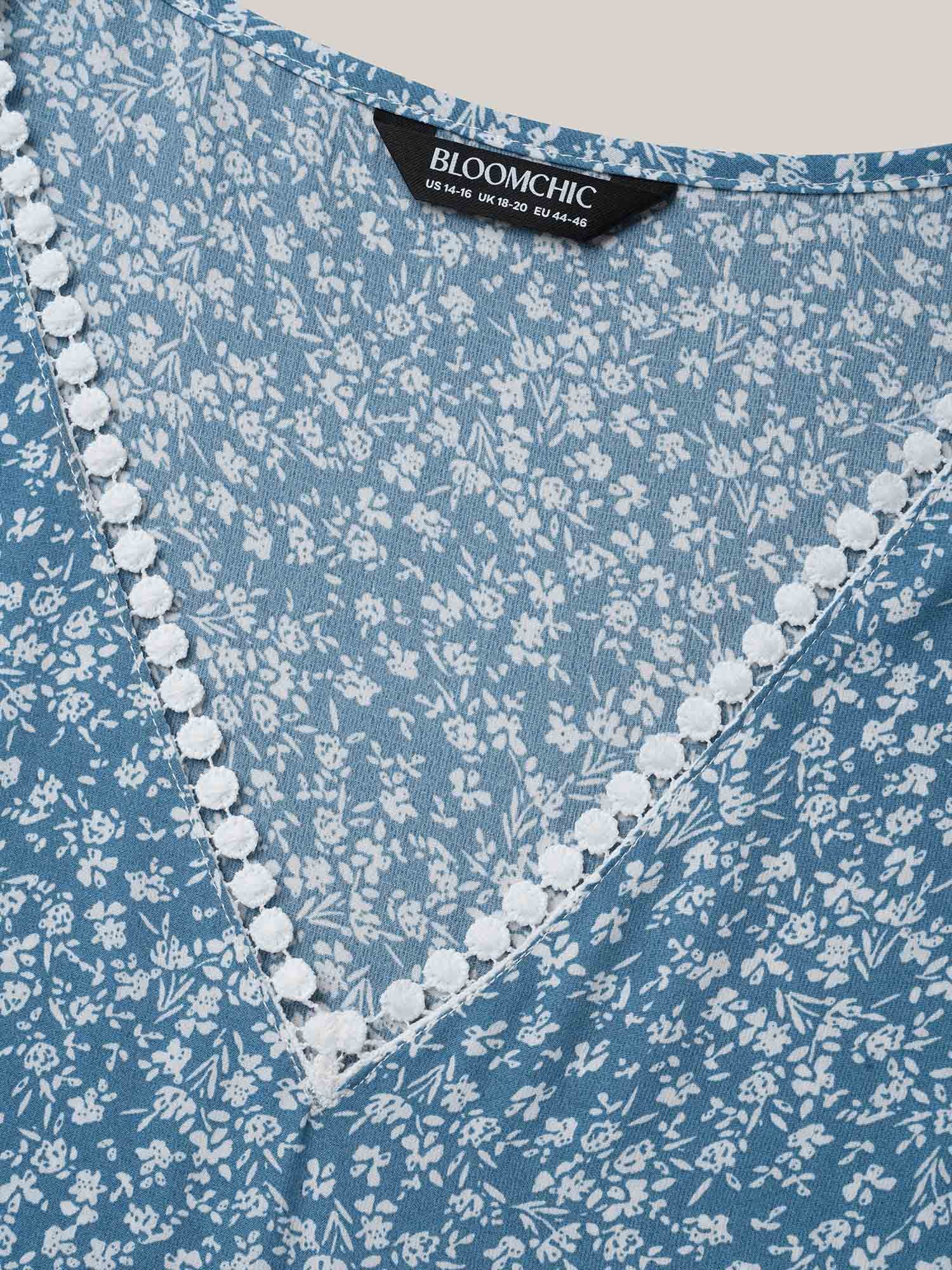 Petal Sleeve Floral Lace Spliced Shirt - Image 6