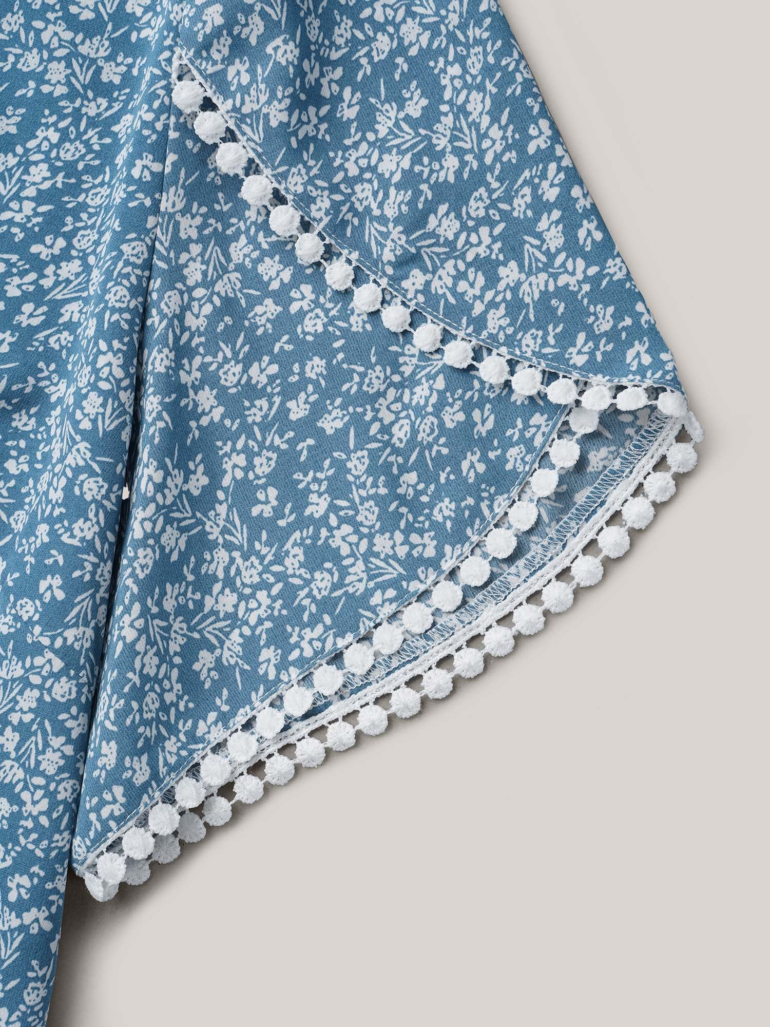 Petal Sleeve Floral Lace Spliced Shirt - Image 7
