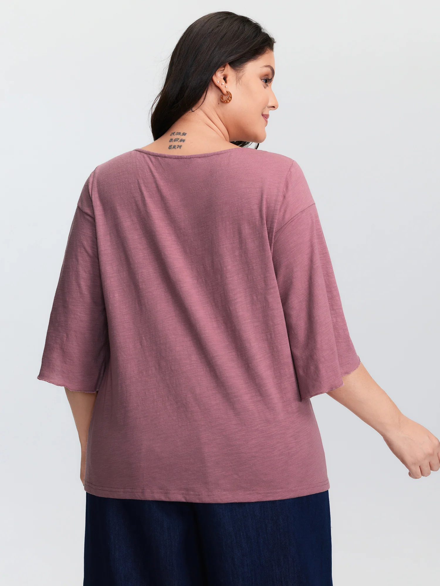 Petal Sleeve Plain Round Neck Knit Top - Image 4