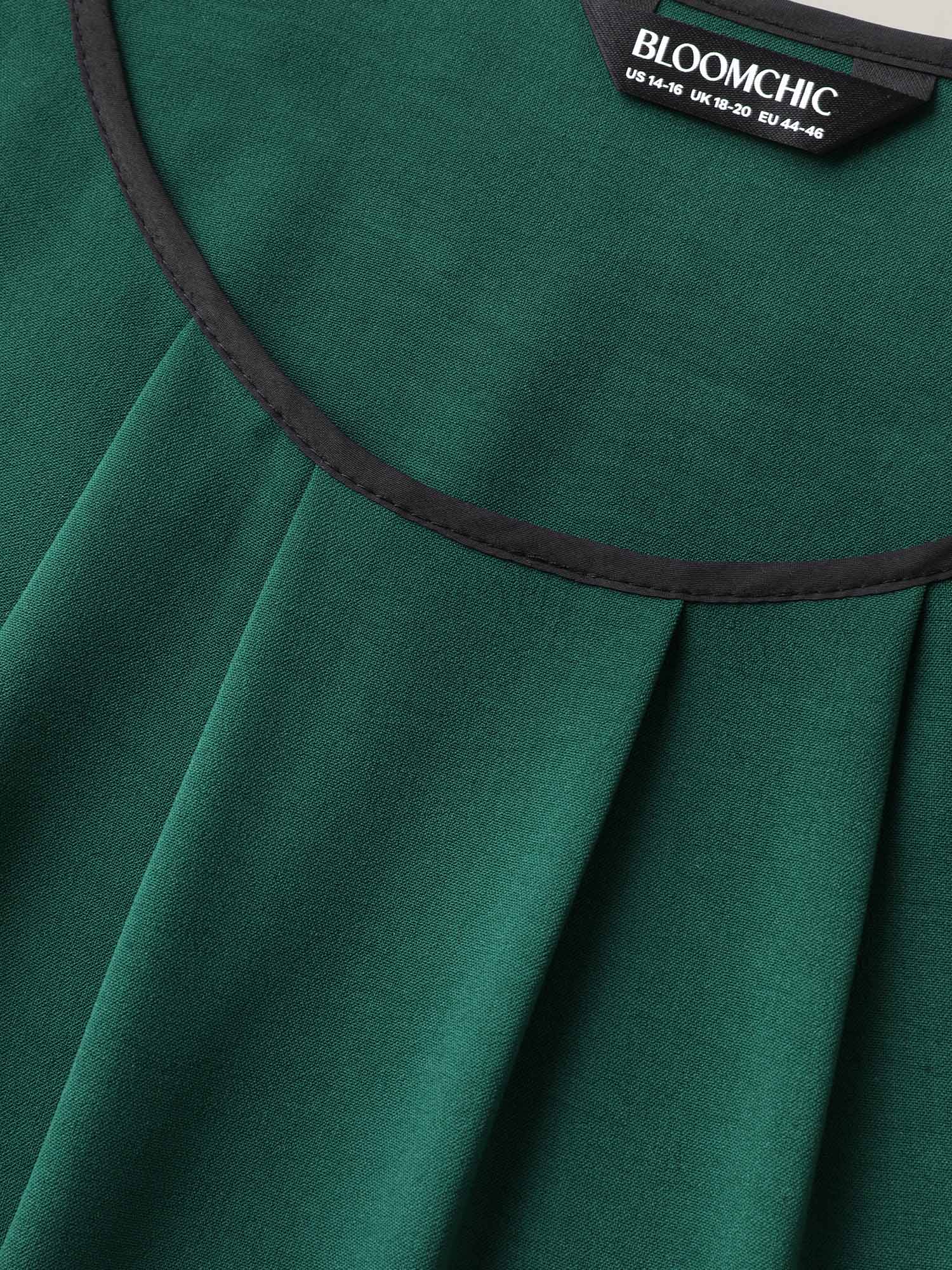 Petal Sleeve Pleated Pockets Midi Dress - Image 6