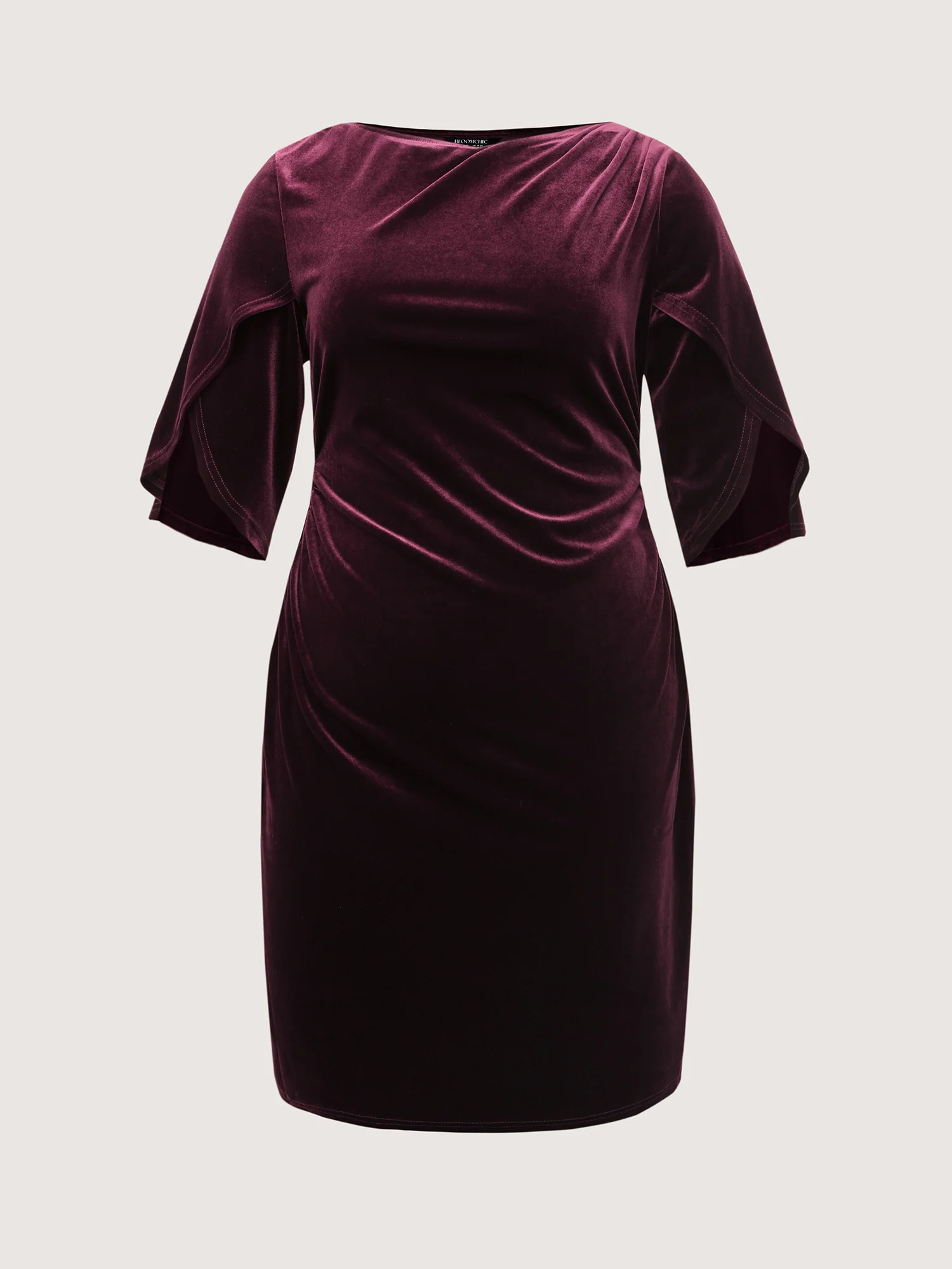 Petal Sleeve Pleated Waist-Defining Midi Dress - Image 7