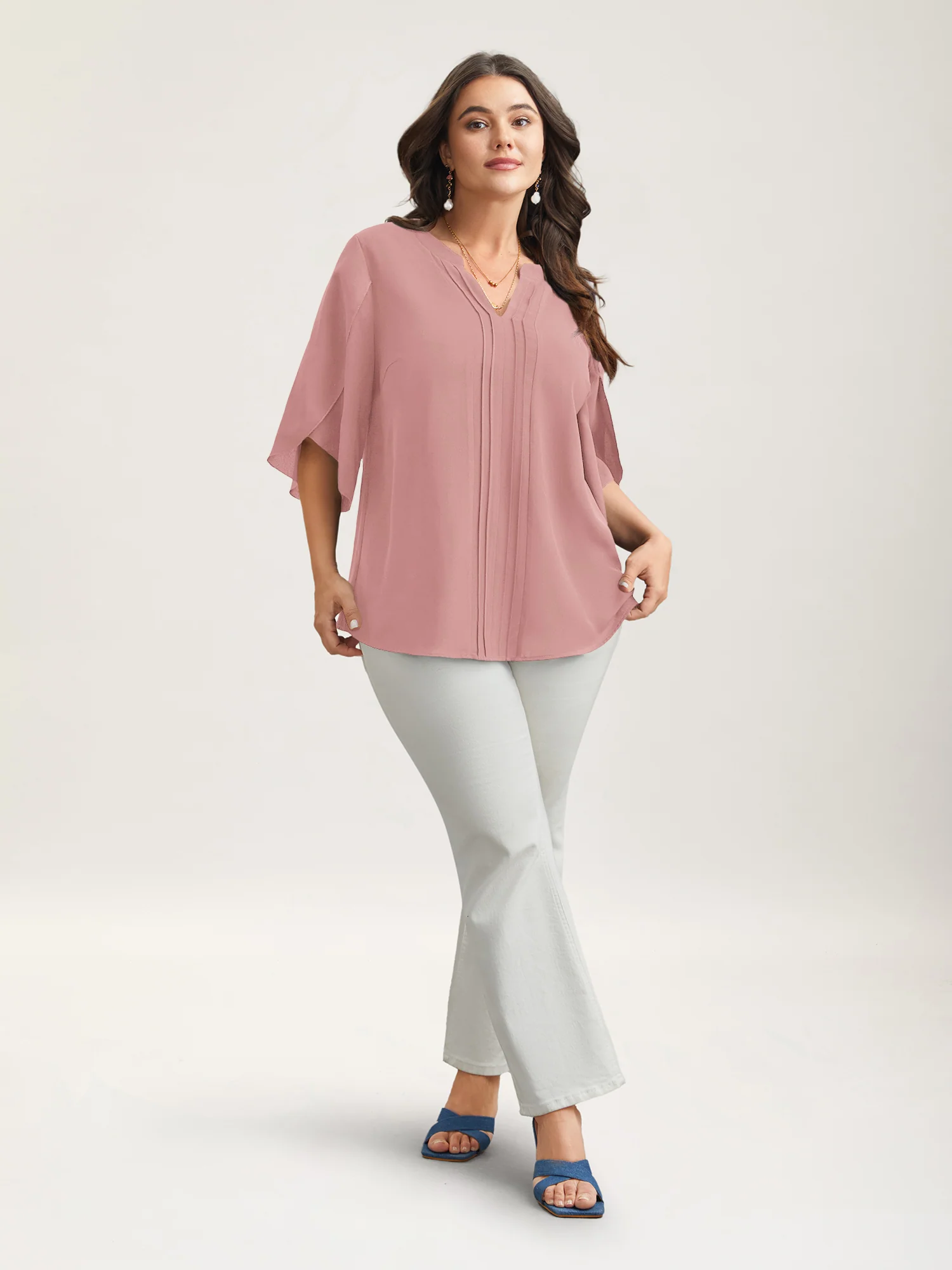 Petal Sleeve Toothpick Pleats Shirt - Image 12