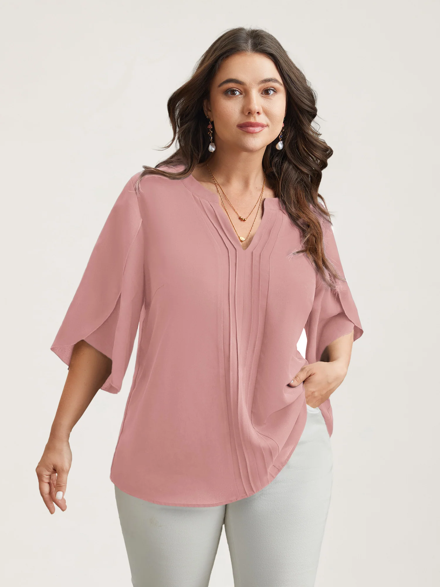 Petal Sleeve Toothpick Pleats Shirt - Image 14