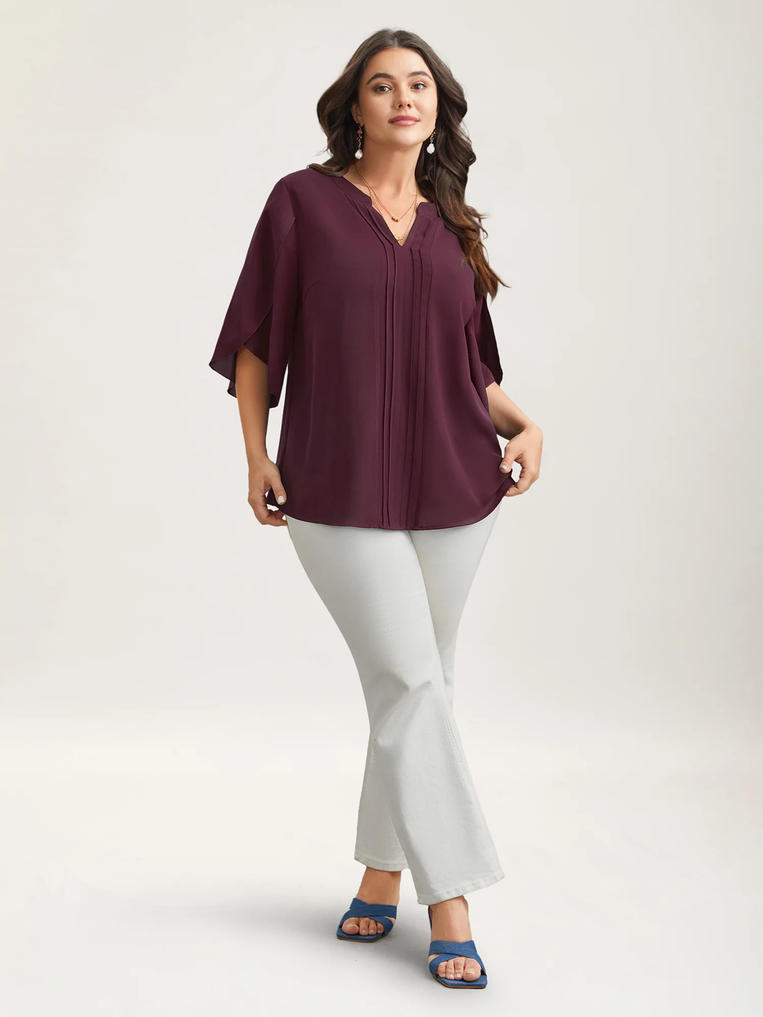 Petal Sleeve Toothpick Pleats Shirt - Image 2