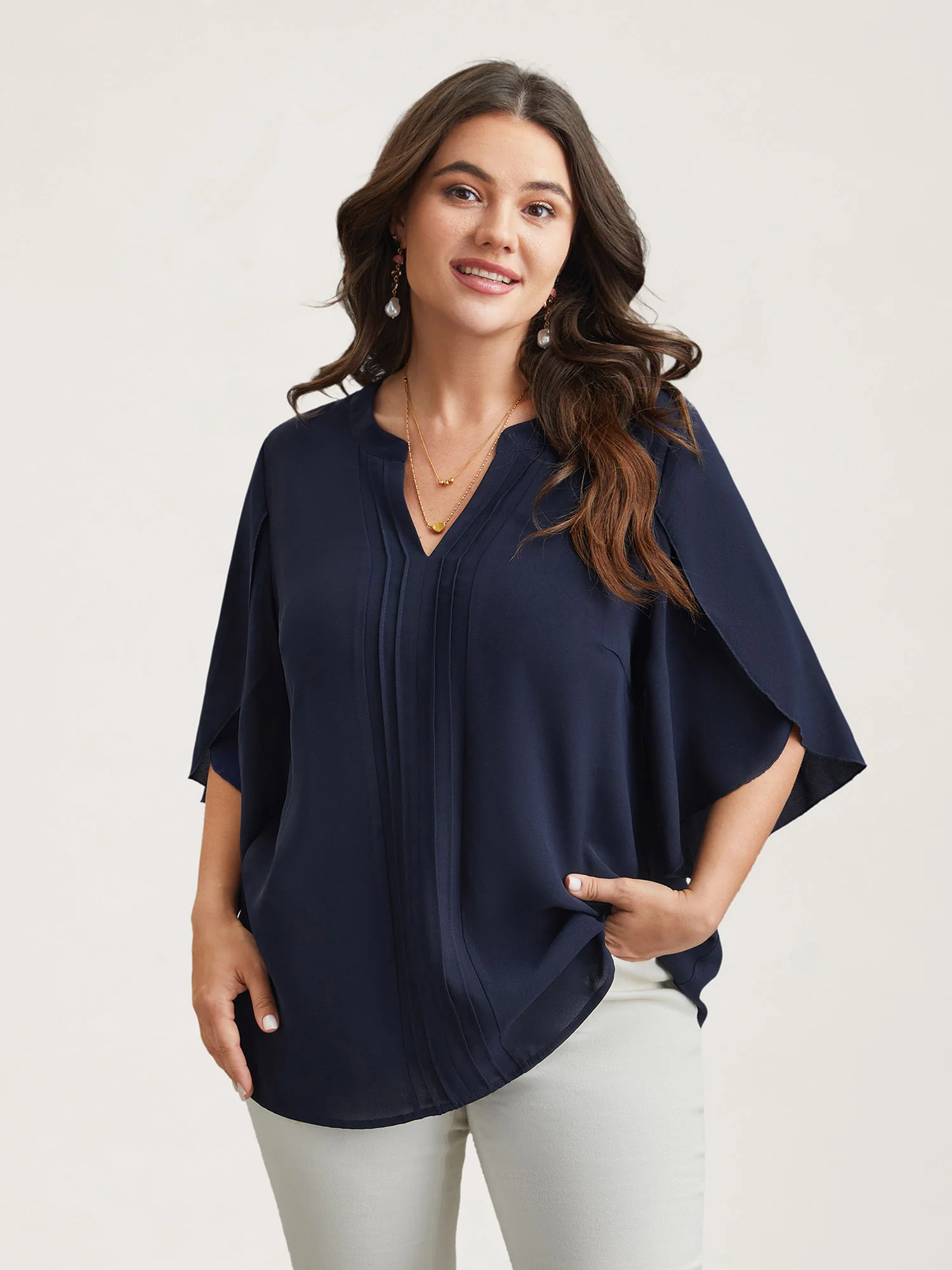 Petal Sleeve Toothpick Pleats Shirt - Image 20