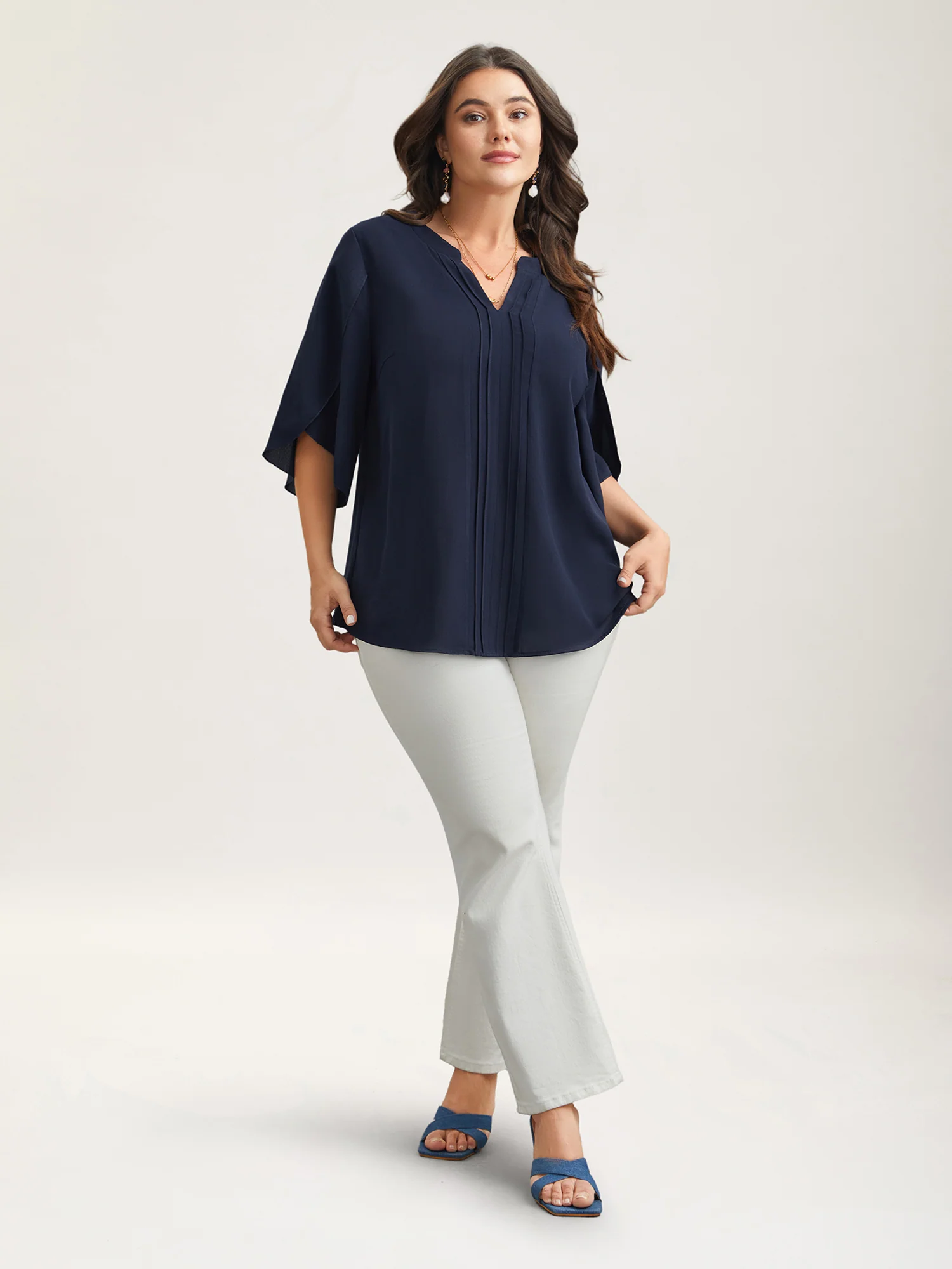 Petal Sleeve Toothpick Pleats Shirt - Image 21