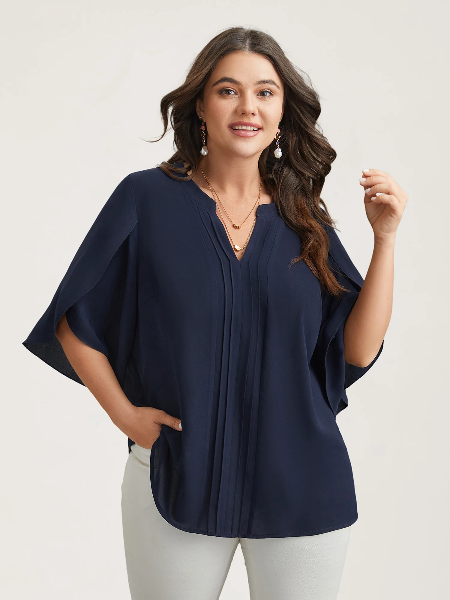 Petal Sleeve Toothpick Pleats Shirt - Image 22
