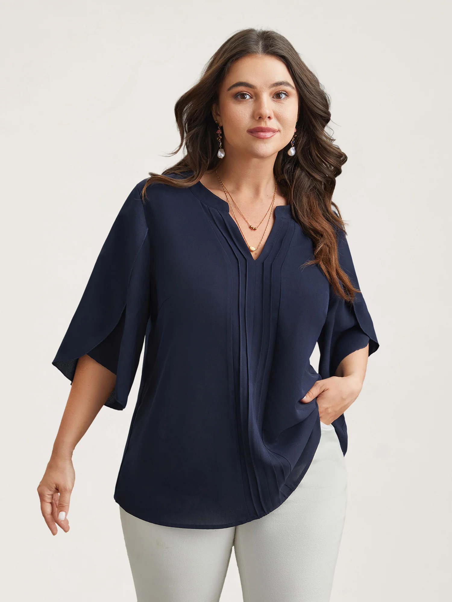 Petal Sleeve Toothpick Pleats Shirt - Image 23