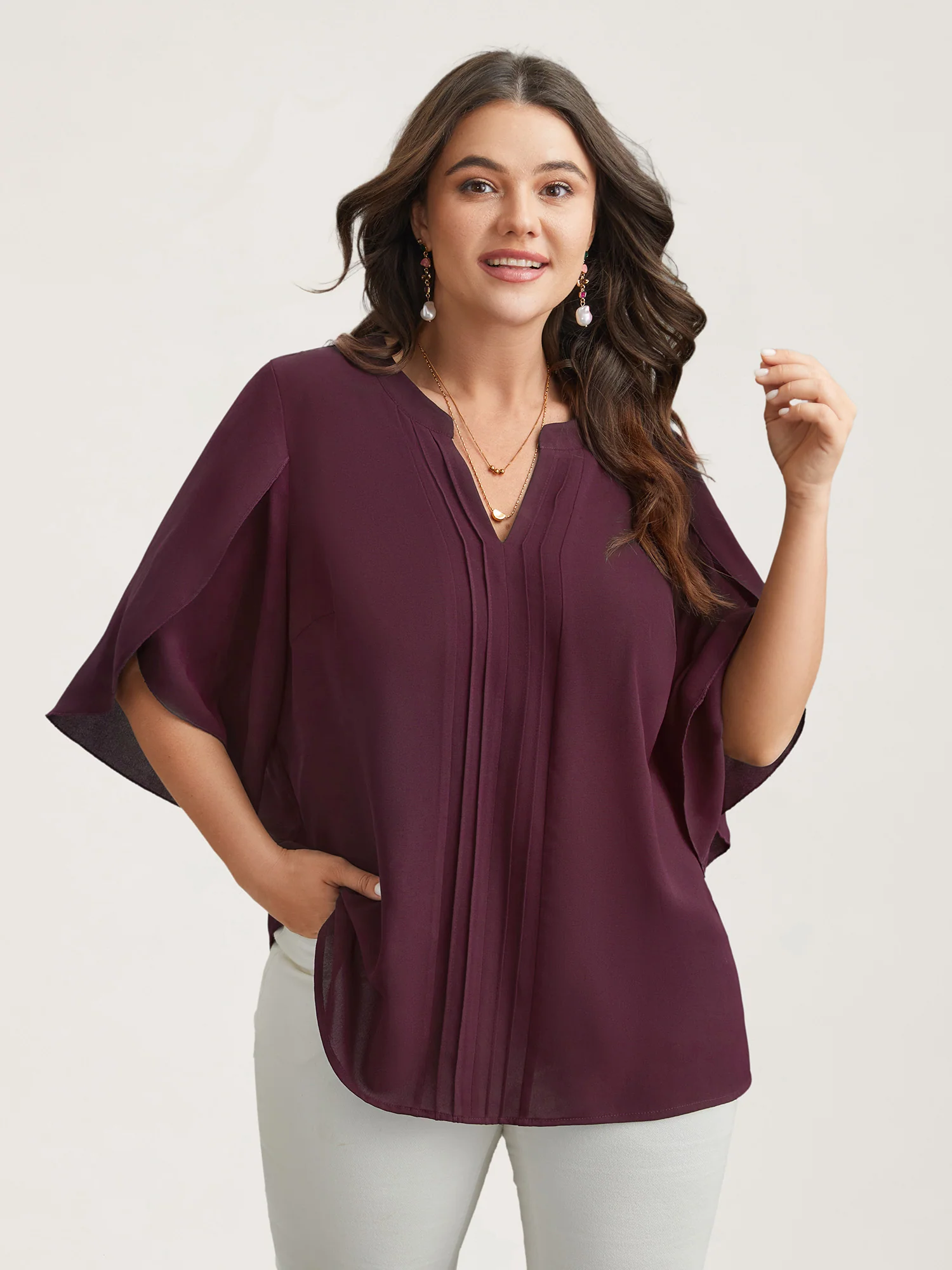 Petal Sleeve Toothpick Pleats Shirt - Image 3