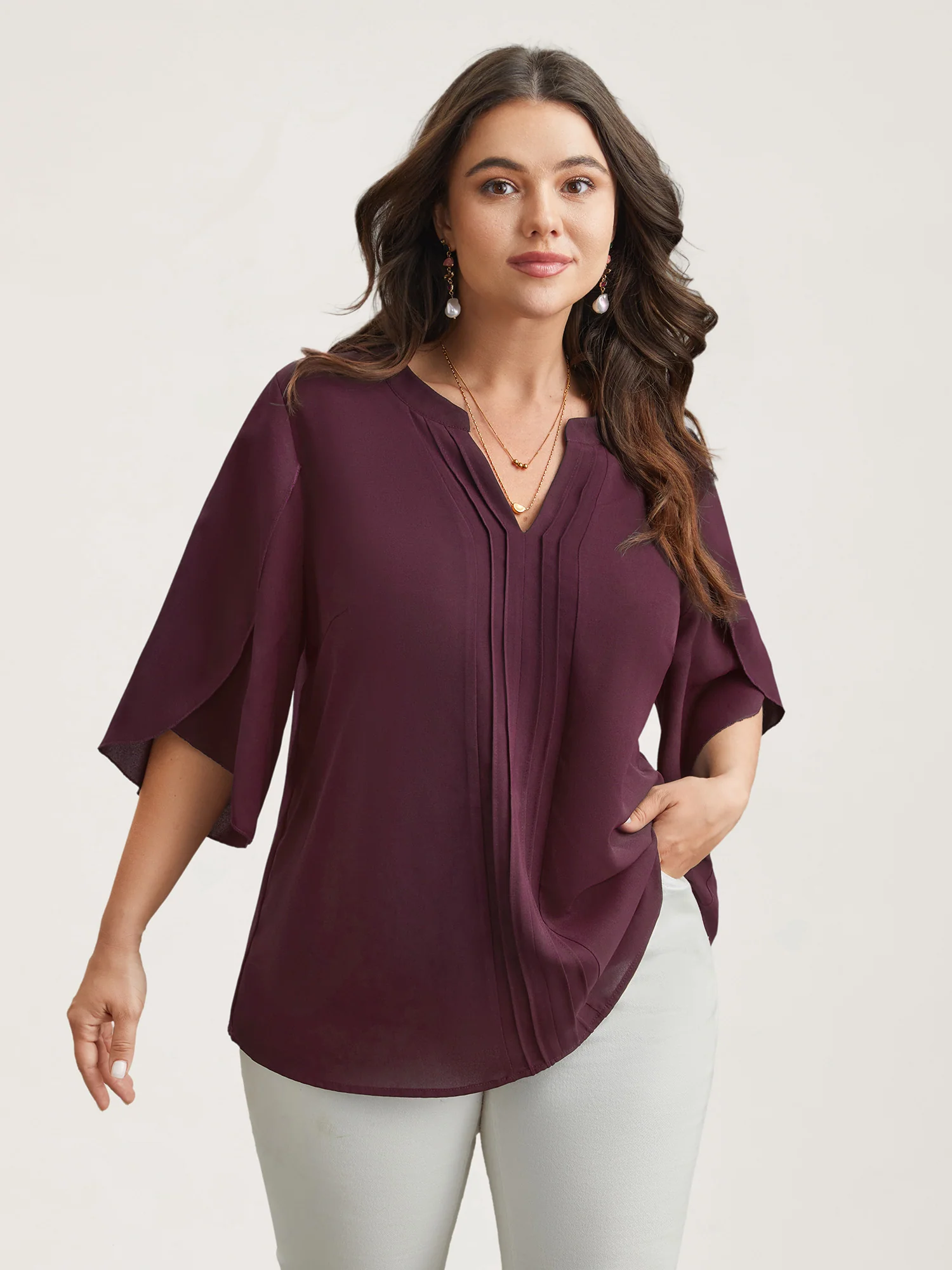 Petal Sleeve Toothpick Pleats Shirt - Image 4