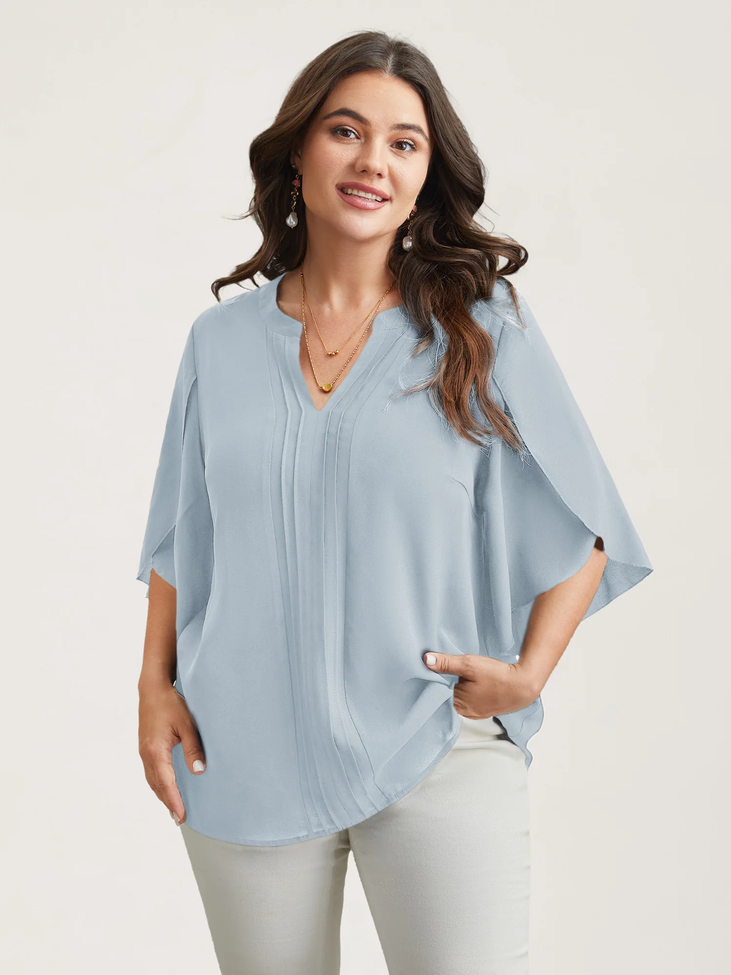 Petal Sleeve Toothpick Pleats Shirt - Image 6