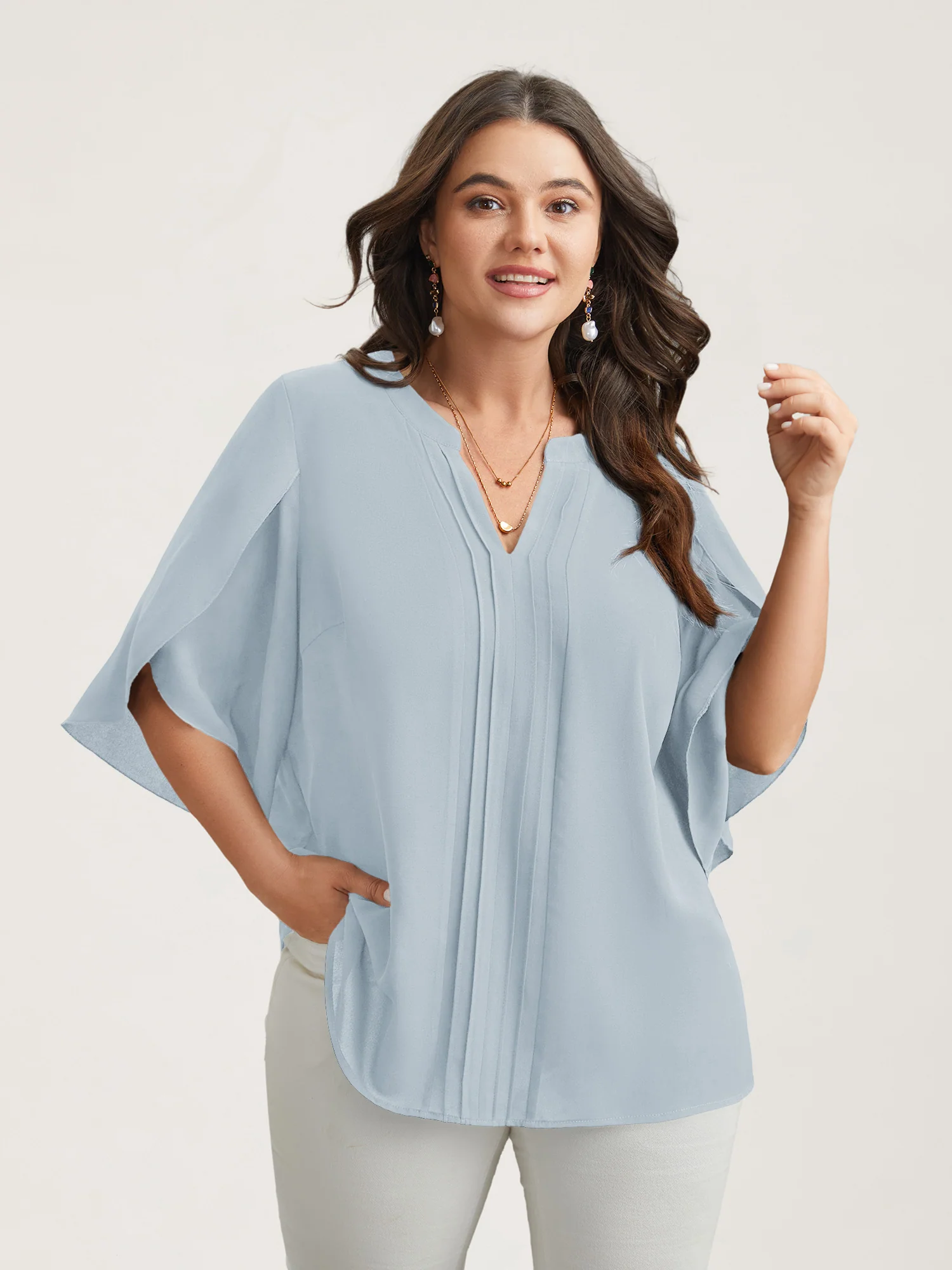 Petal Sleeve Toothpick Pleats Shirt - Image 8