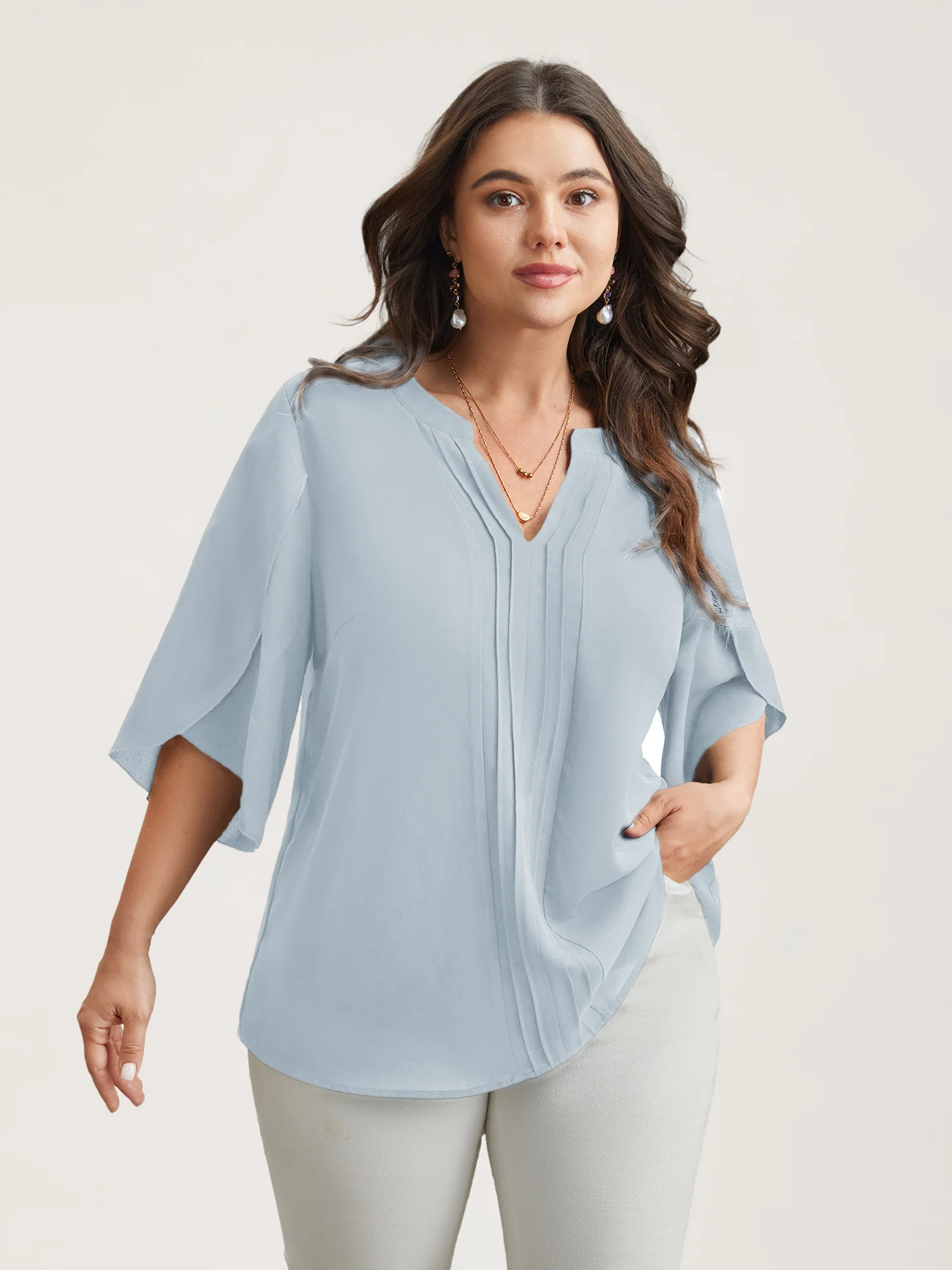 Petal Sleeve Toothpick Pleats Shirt - Image 9