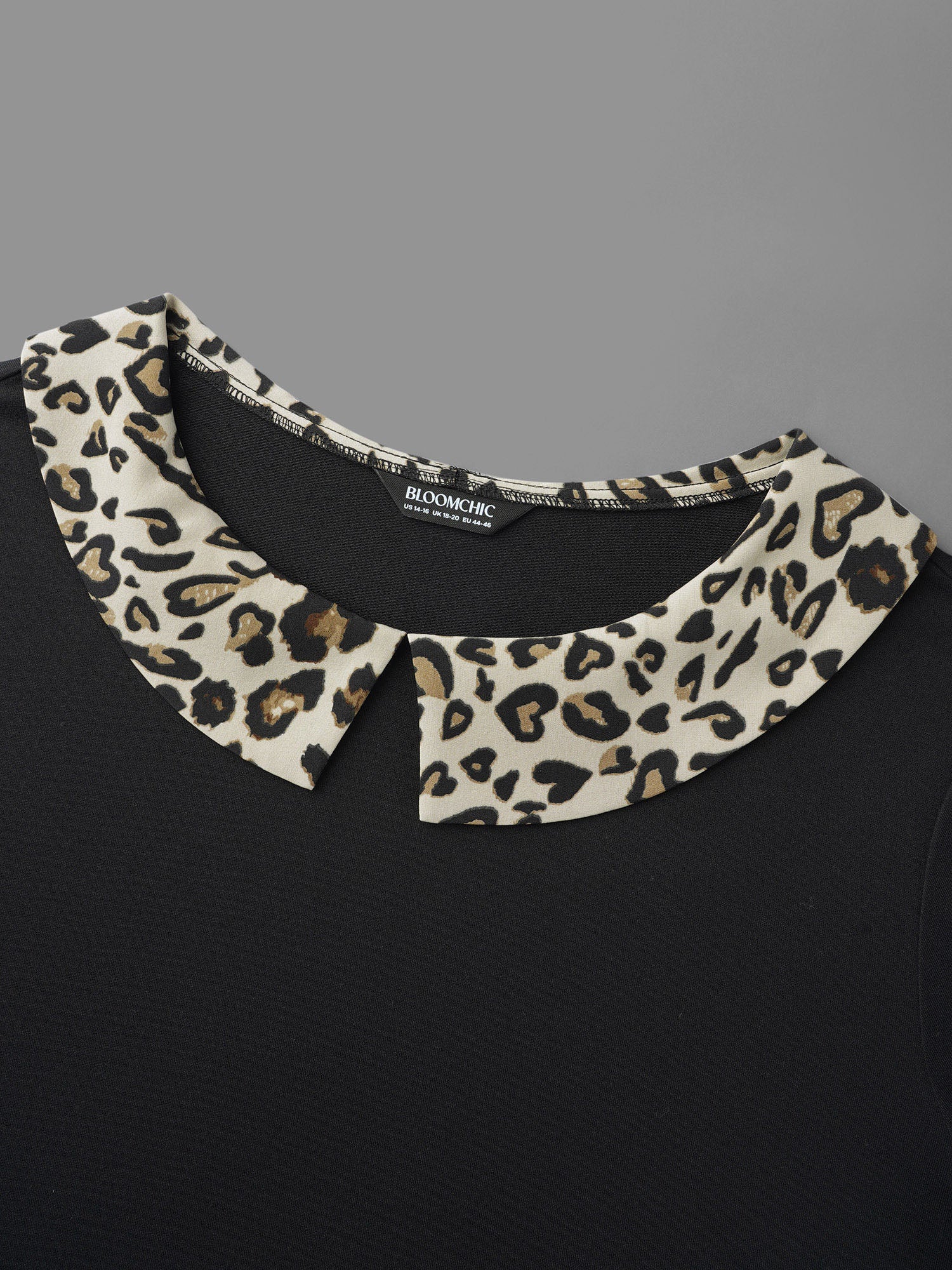 Peter Pan Collar Leopard Print Patchwork Sweatshirt - Image 6