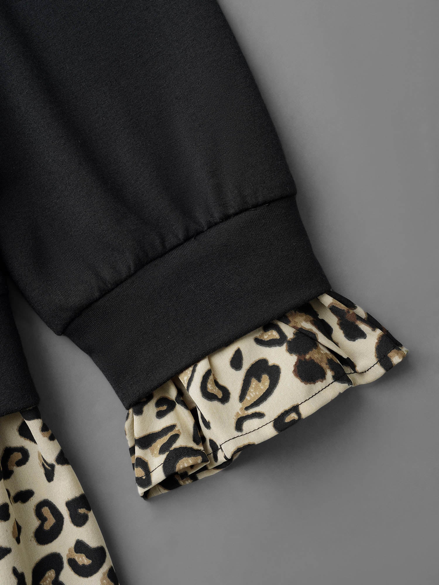 Peter Pan Collar Leopard Print Patchwork Sweatshirt - Image 7