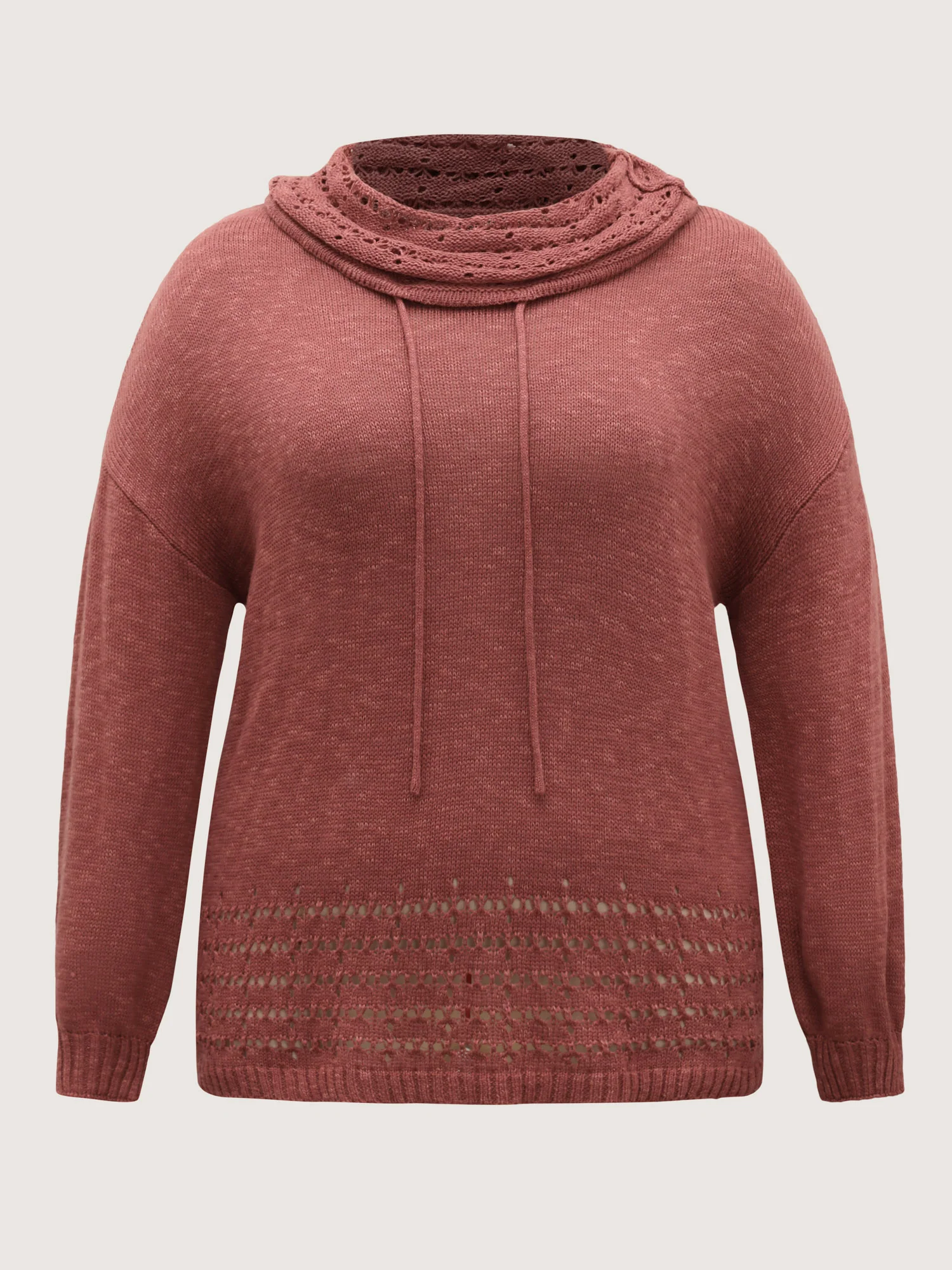 Piled Collar Cut-Out Solid Lightweight Pullover - Image 7
