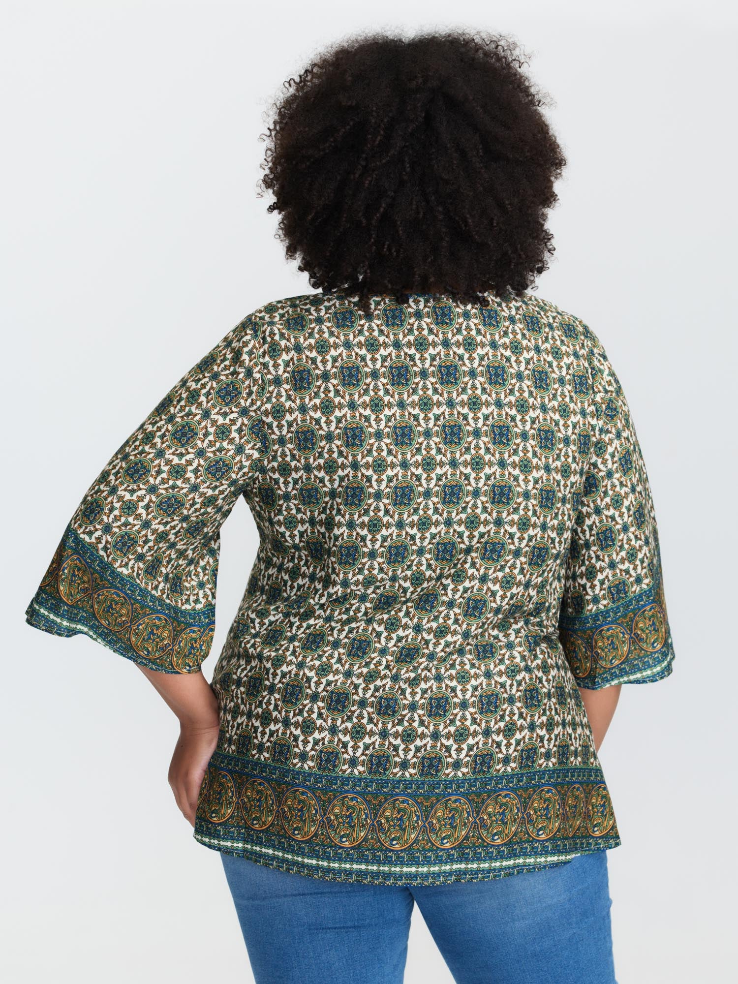 Pin-Tuck Pleat Ornate Print Relaxed Fit Shirt - Image 8