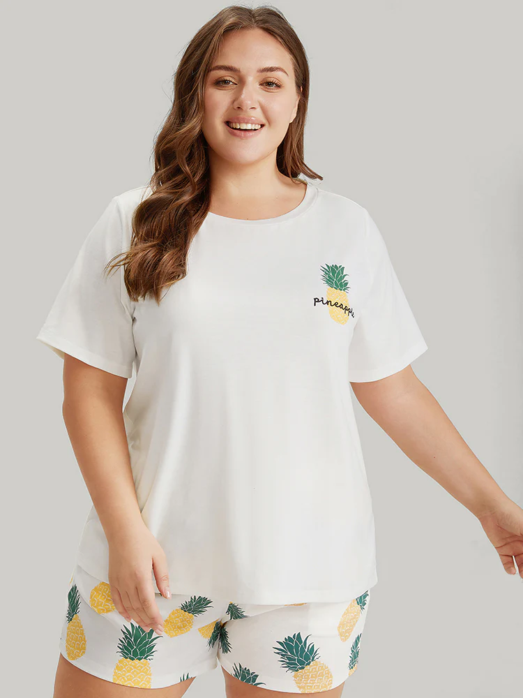 Fresh Pineapple Round Neck Pajama Top - Image 2