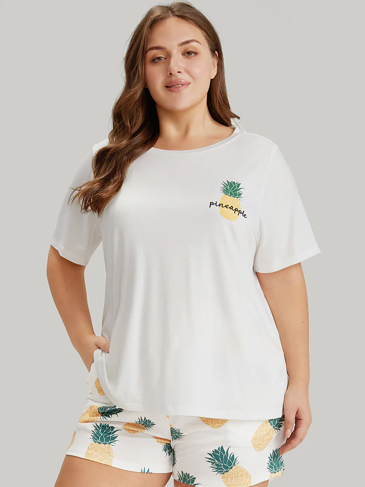 Fresh Pineapple Round Neck Pajama Top - Image 3