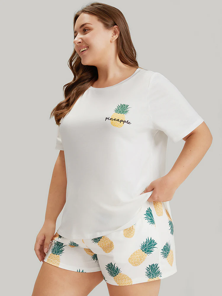 Fresh Pineapple Round Neck Pajama Top - Image 4