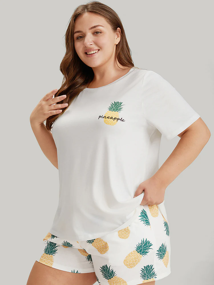 Fresh Pineapple Round Neck Pajama Top - Image 5