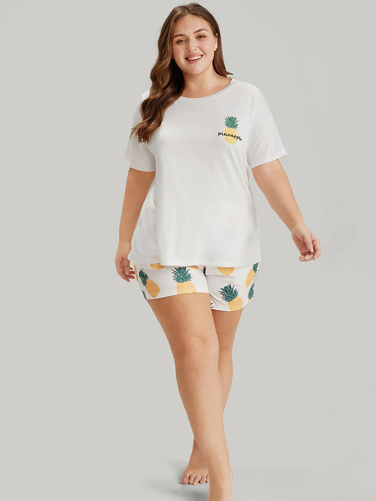 Fresh Pineapple Round Neck Pajama Top - Image 7