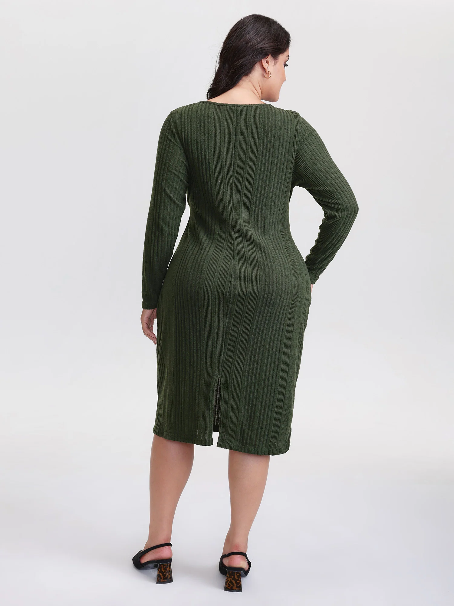 Pit Strip Tie-Knot Slit Sheath Midi Dress - Image 5