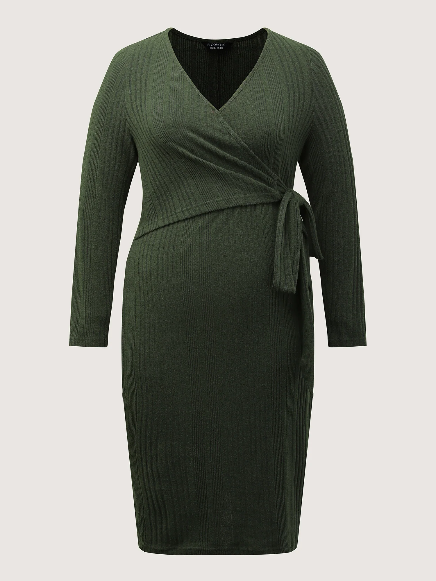 Pit Strip Tie-Knot Slit Sheath Midi Dress - Image 8