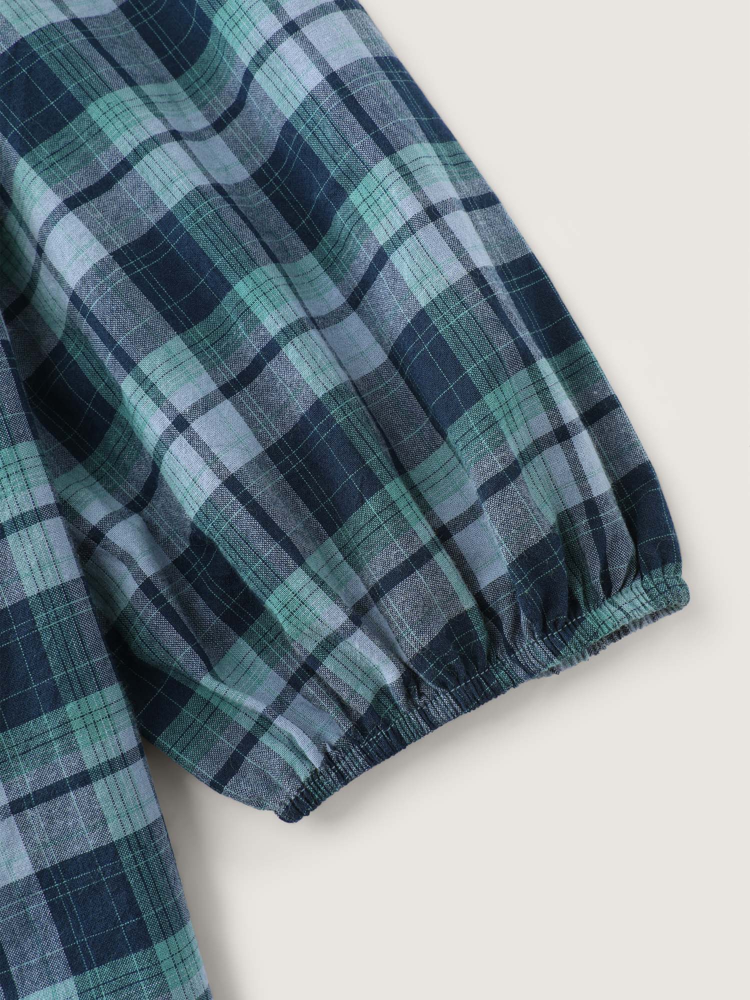 Plaid 2-in-1 Neck Tie Blouse - Image 5