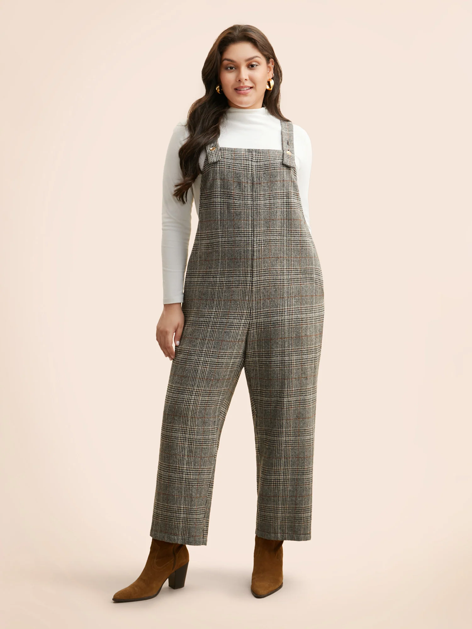 Plaid Adjustable Straps Pocket Jumpsuit - Image 3