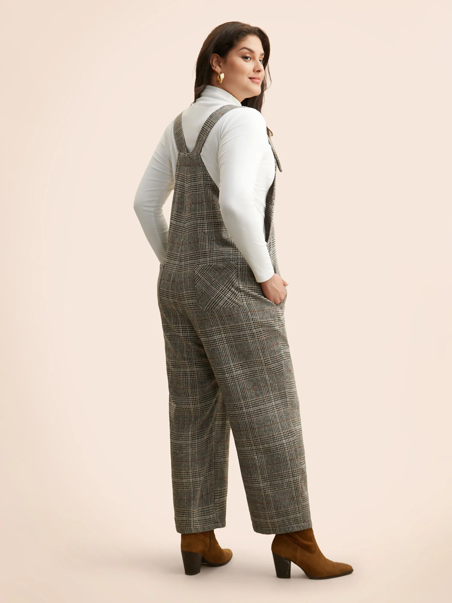Plaid Adjustable Straps Pocket Jumpsuit - Image 4