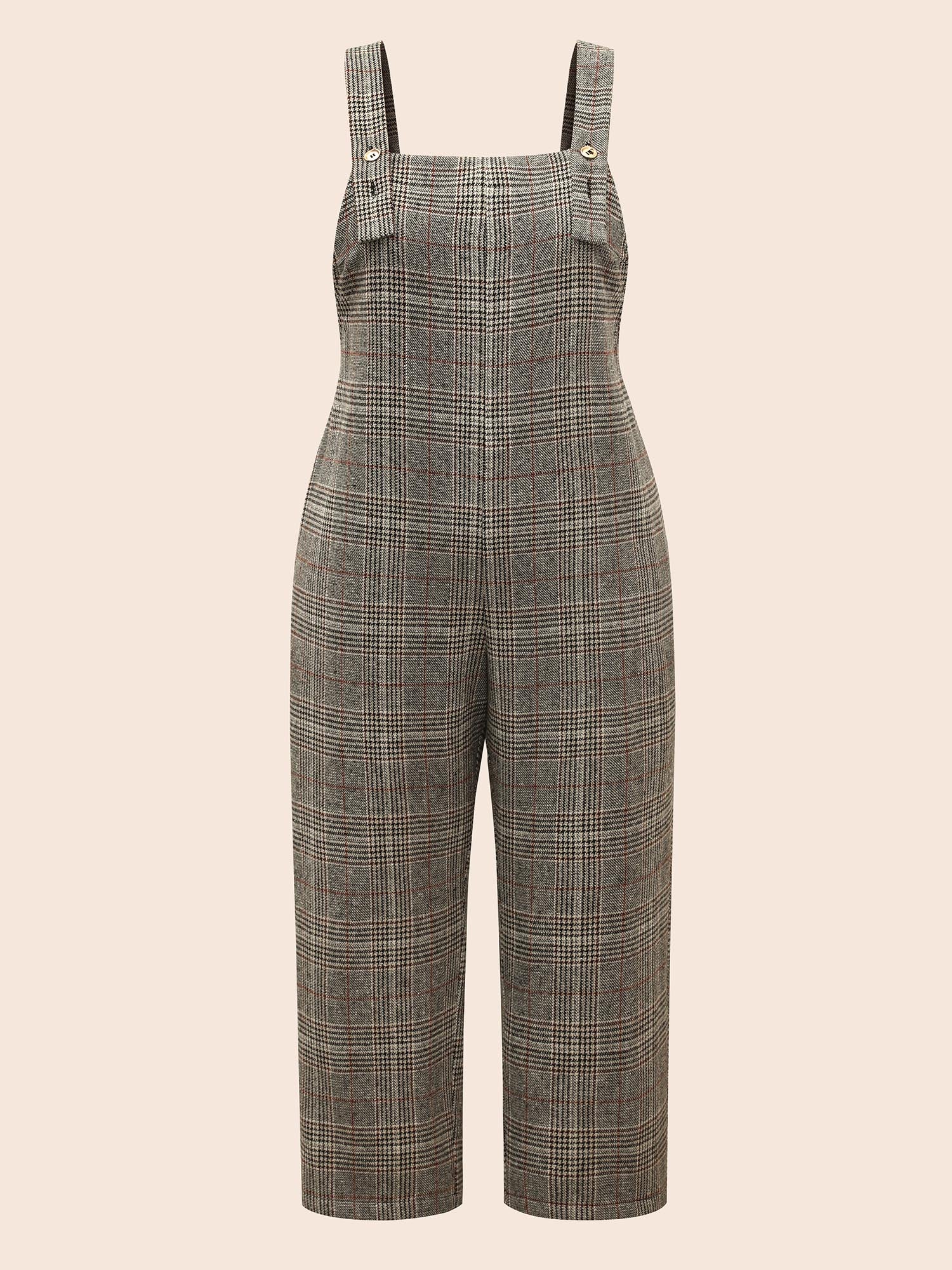 Plaid Adjustable Straps Pocket Jumpsuit - Image 7