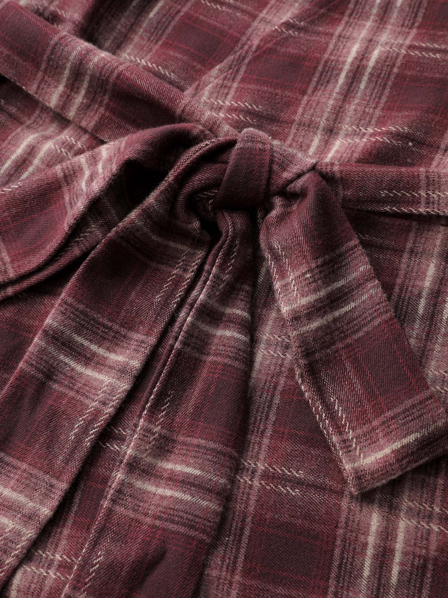 Plaid Asymmetrical Hem Cinched-Waist Coat - Image 5