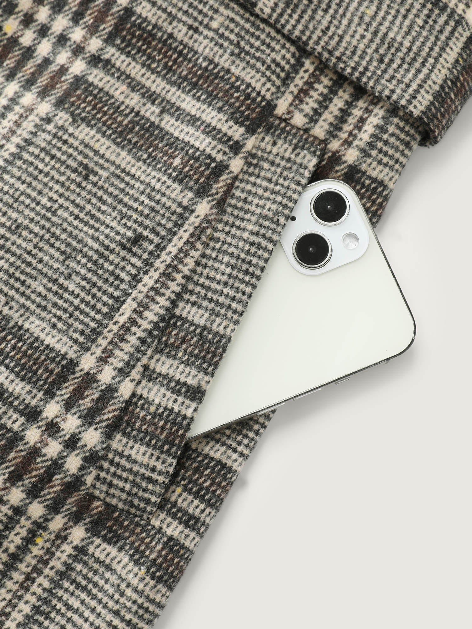 Plaid Belted Waist-Defining Coat - Image 7