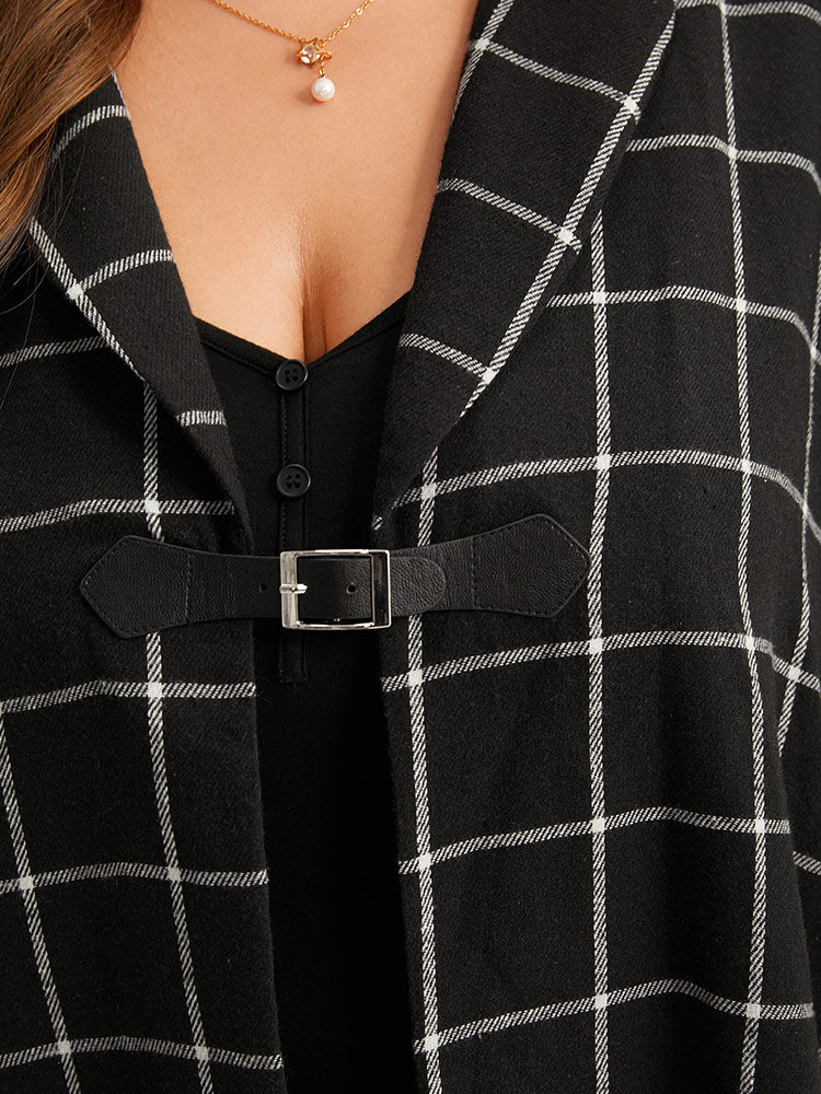Plaid Buckle Detail Cape Kimono - Image 7