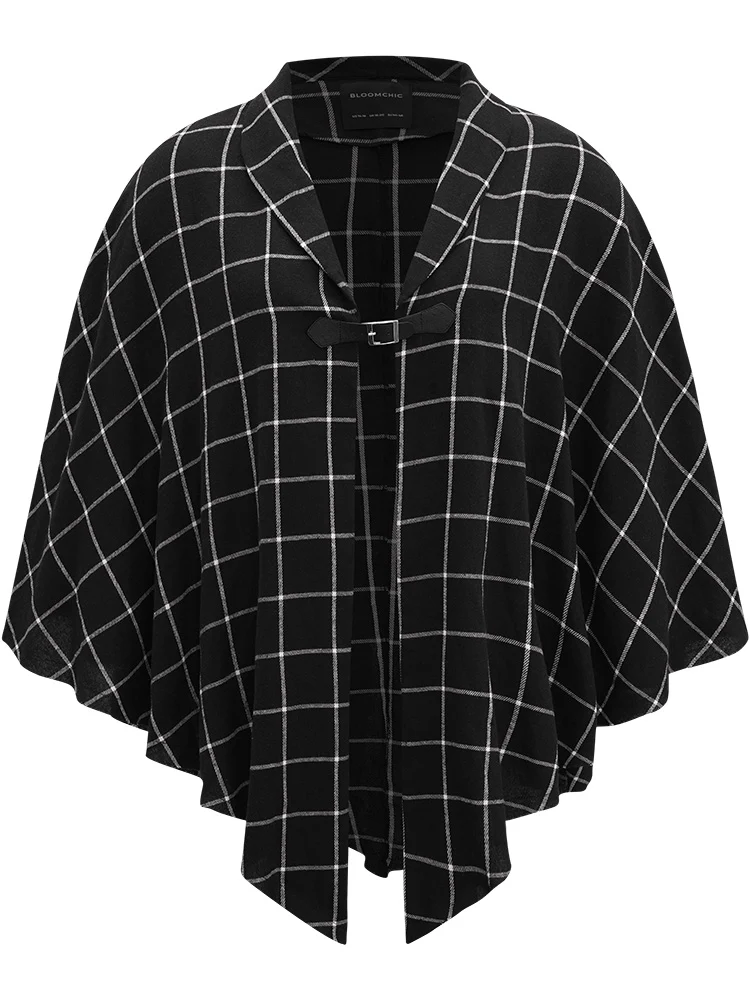 Plaid Buckle Detail Cape Kimono - Image 8