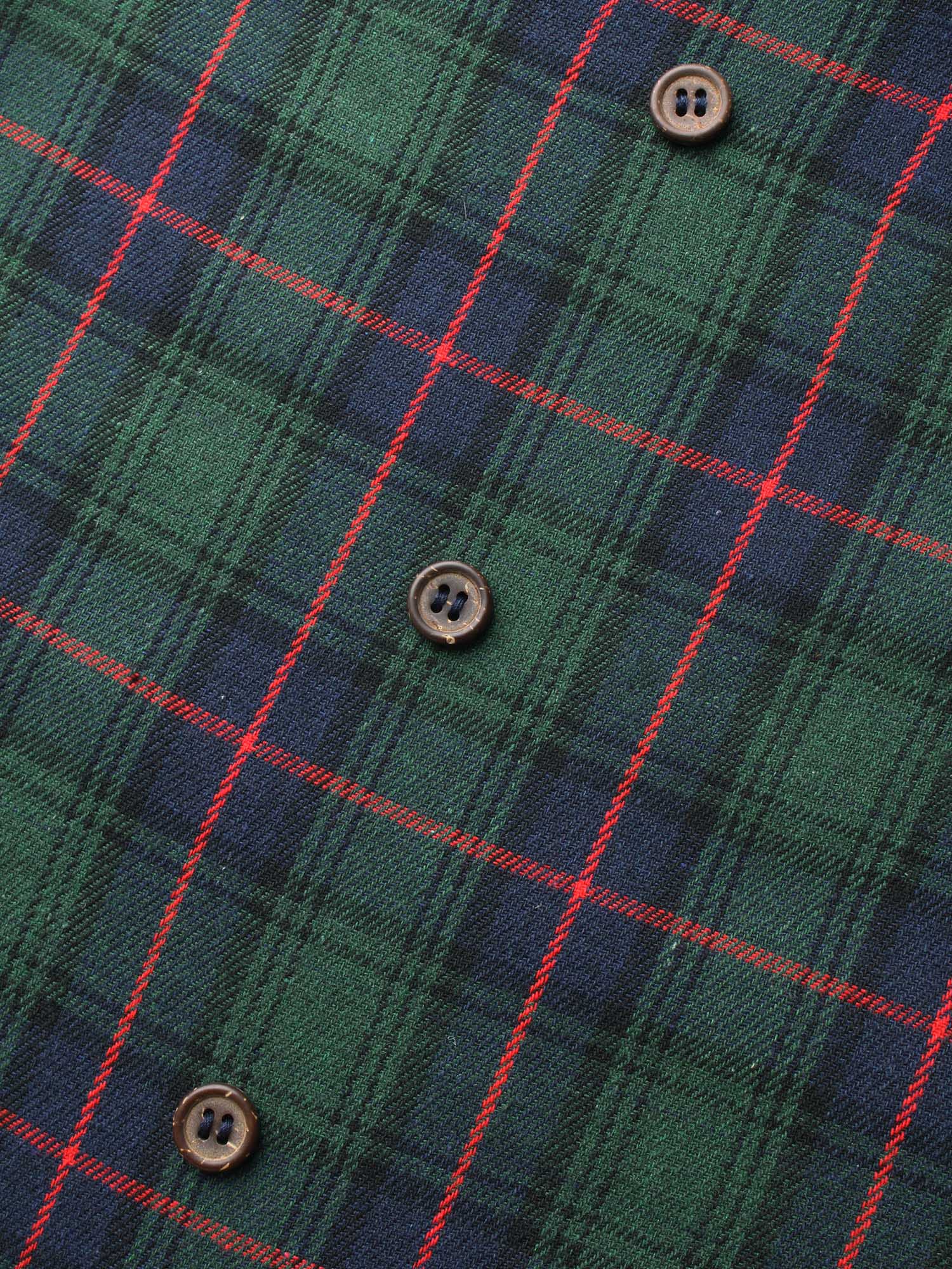 Plaid Button Detail Lantern Sleeve Blouse - Image 5
