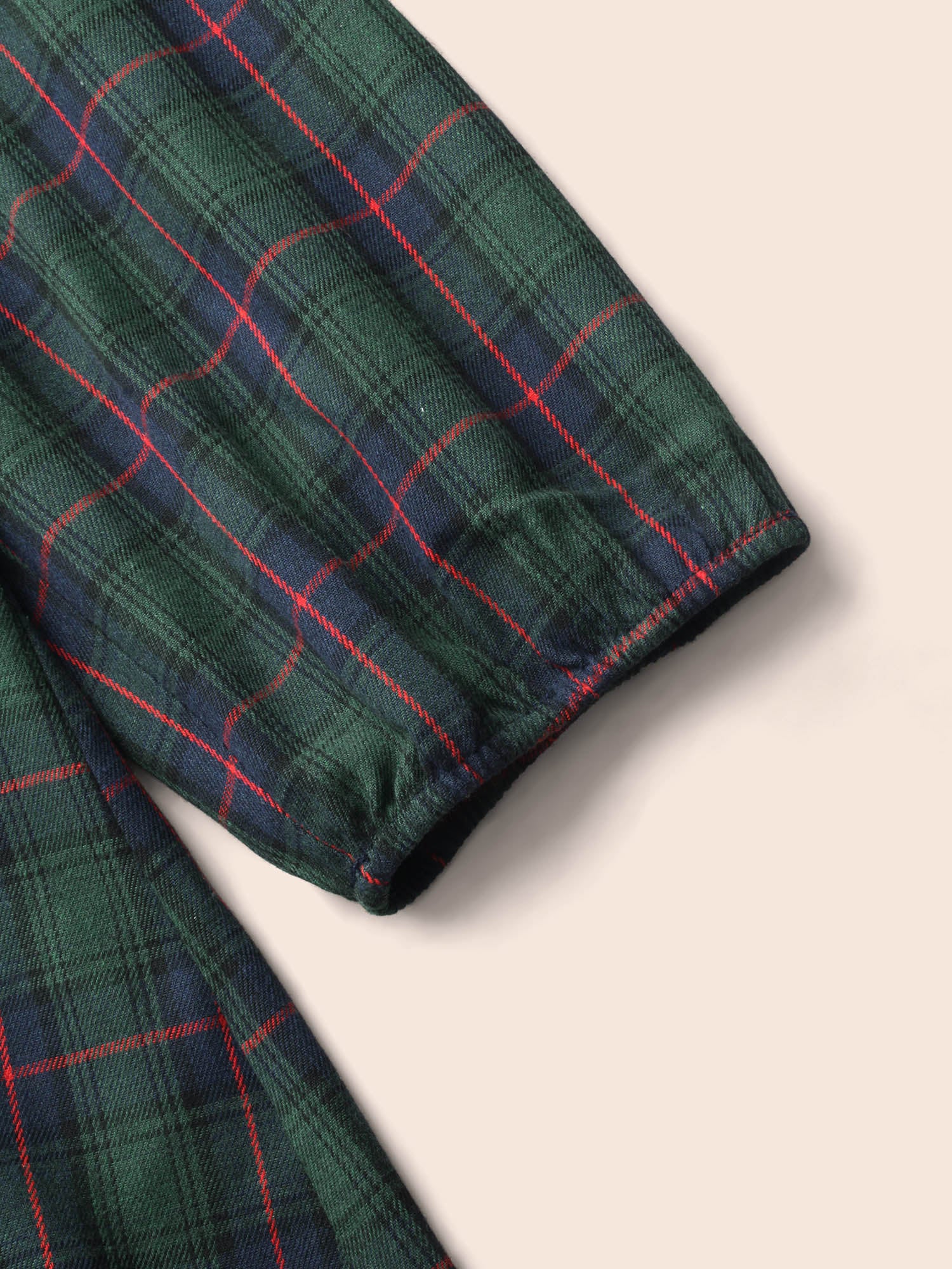 Plaid Button Detail Lantern Sleeve Blouse - Image 6