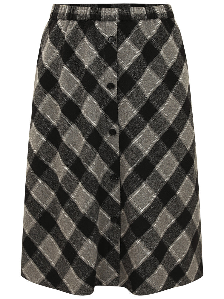 Plaid Button Detail Pocket Skirt - Image 8