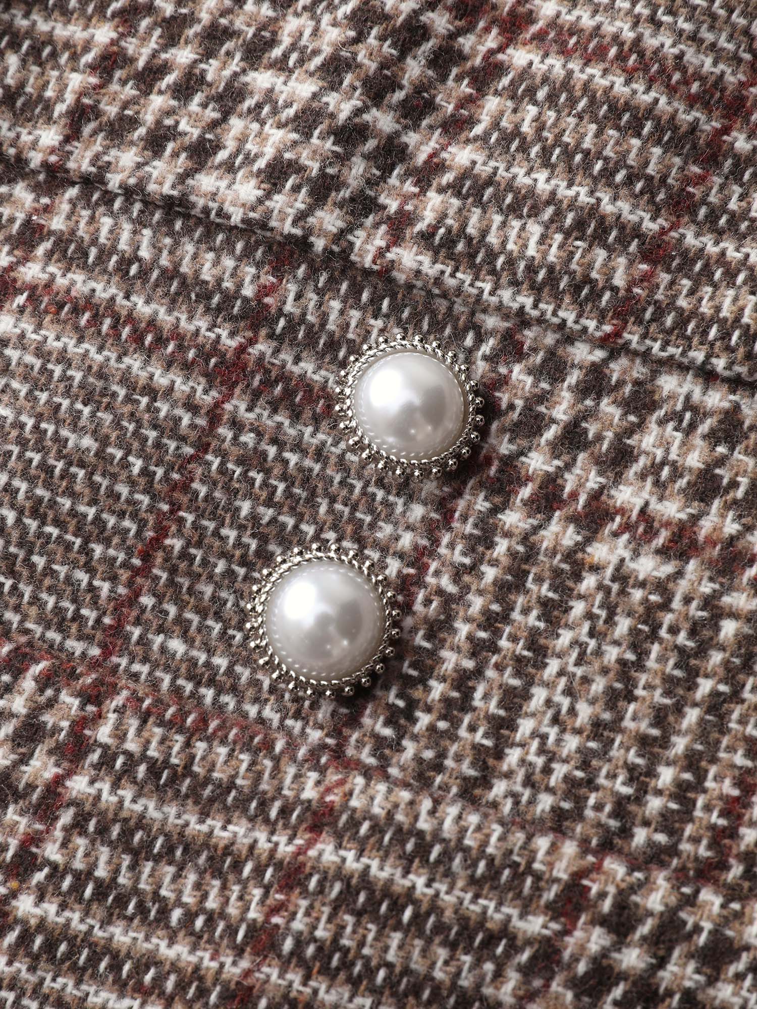Plaid Button Detail V-Neck Jumpsuit - Image 5