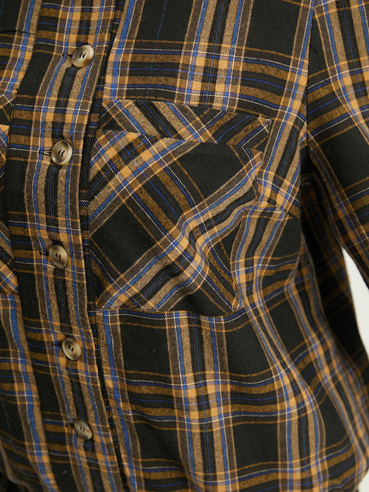 Plaid Button Through Elastic Hem Shacket - Image 8