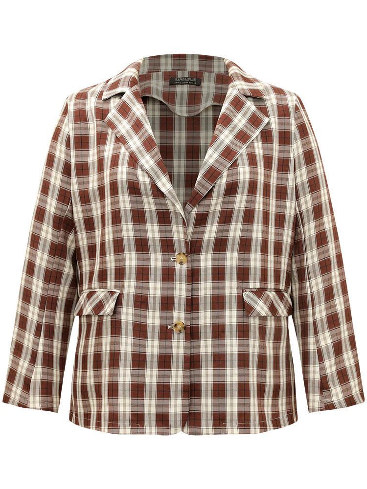 Plaid Button Through Flap Pocket Blazer - Image 10
