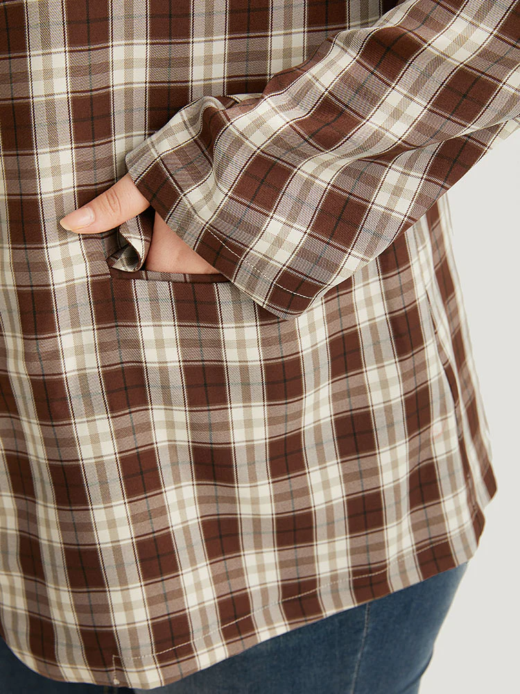 Plaid Button Through Flap Pocket Blazer - Image 8