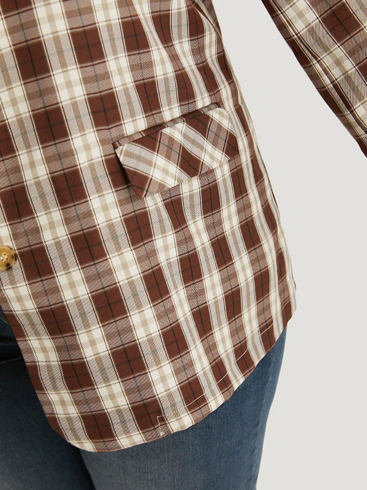 Plaid Button Through Flap Pocket Blazer - Image 9