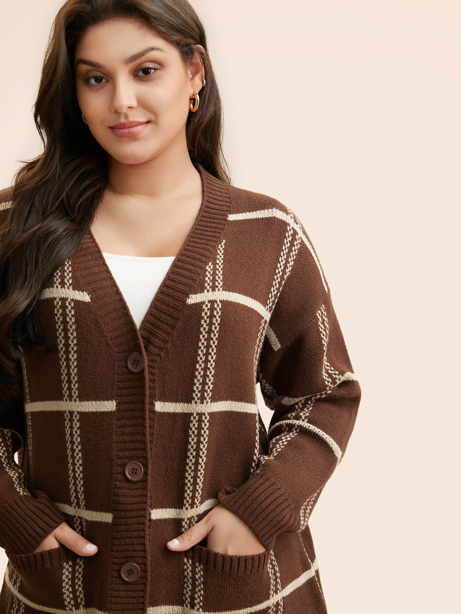 Plaid Button Up Pocket Cardigan - Image 5