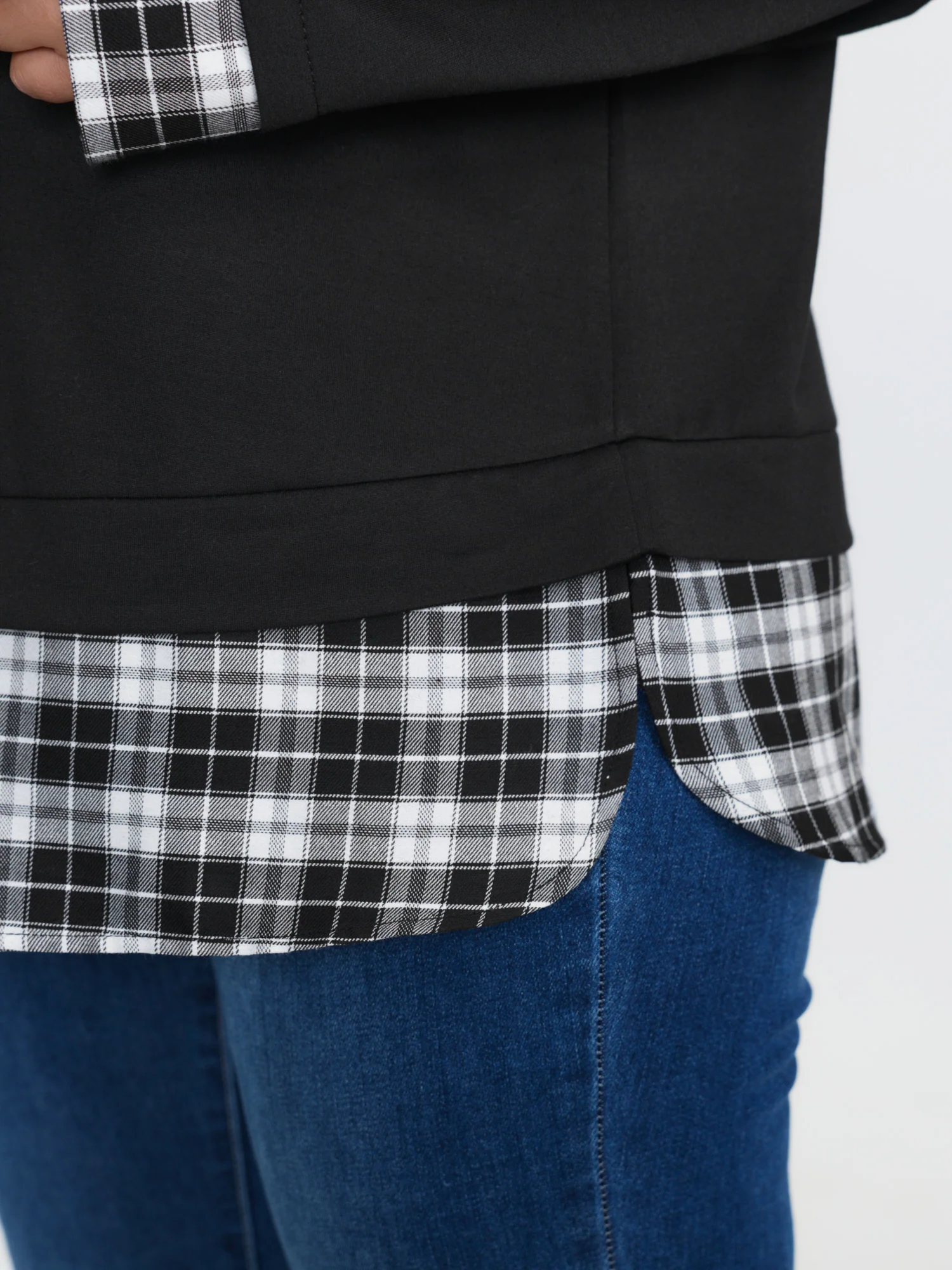 Plaid Color Contrast Spliced Sweatshirt - Image 11