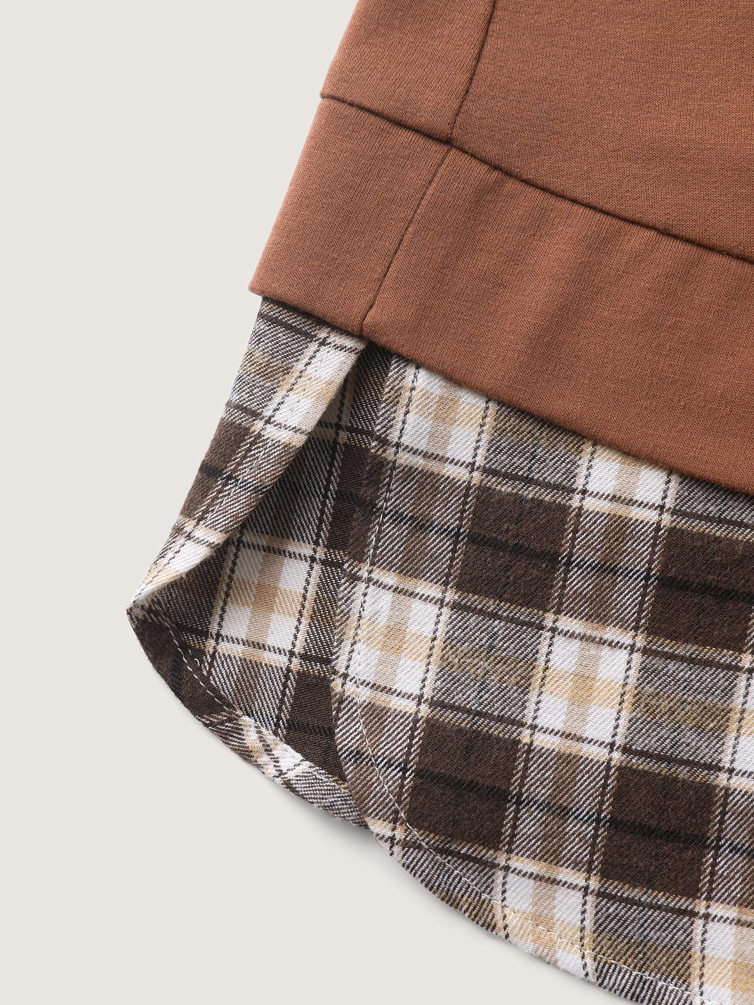 Plaid Color Contrast Spliced Sweatshirt - Image 5