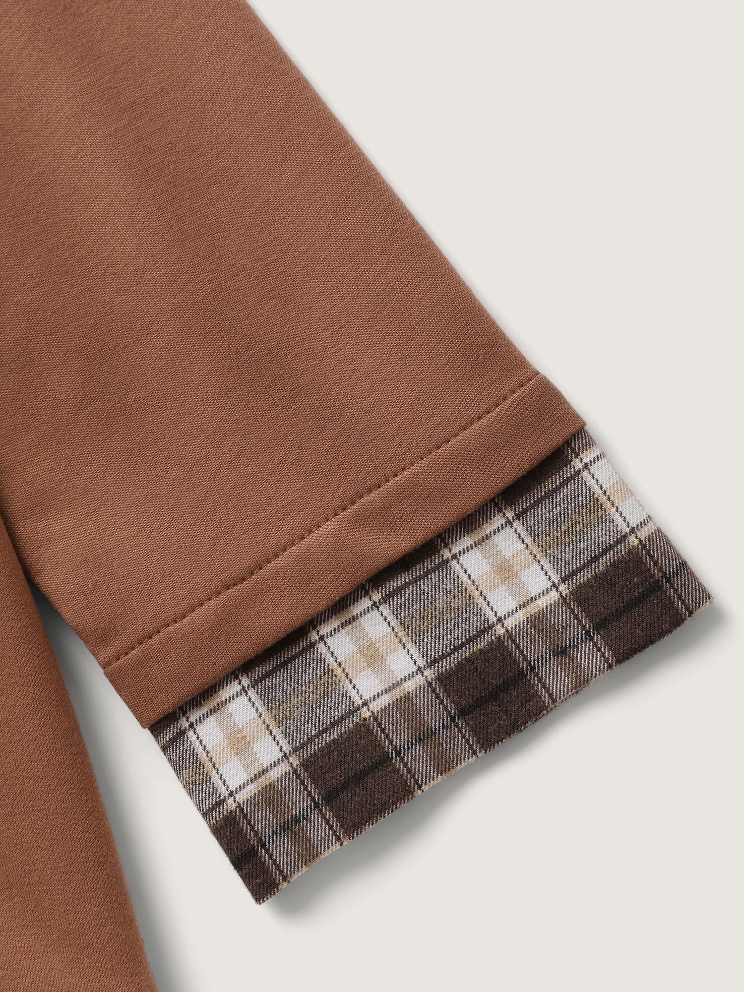 Plaid Color Contrast Spliced Sweatshirt - Image 6